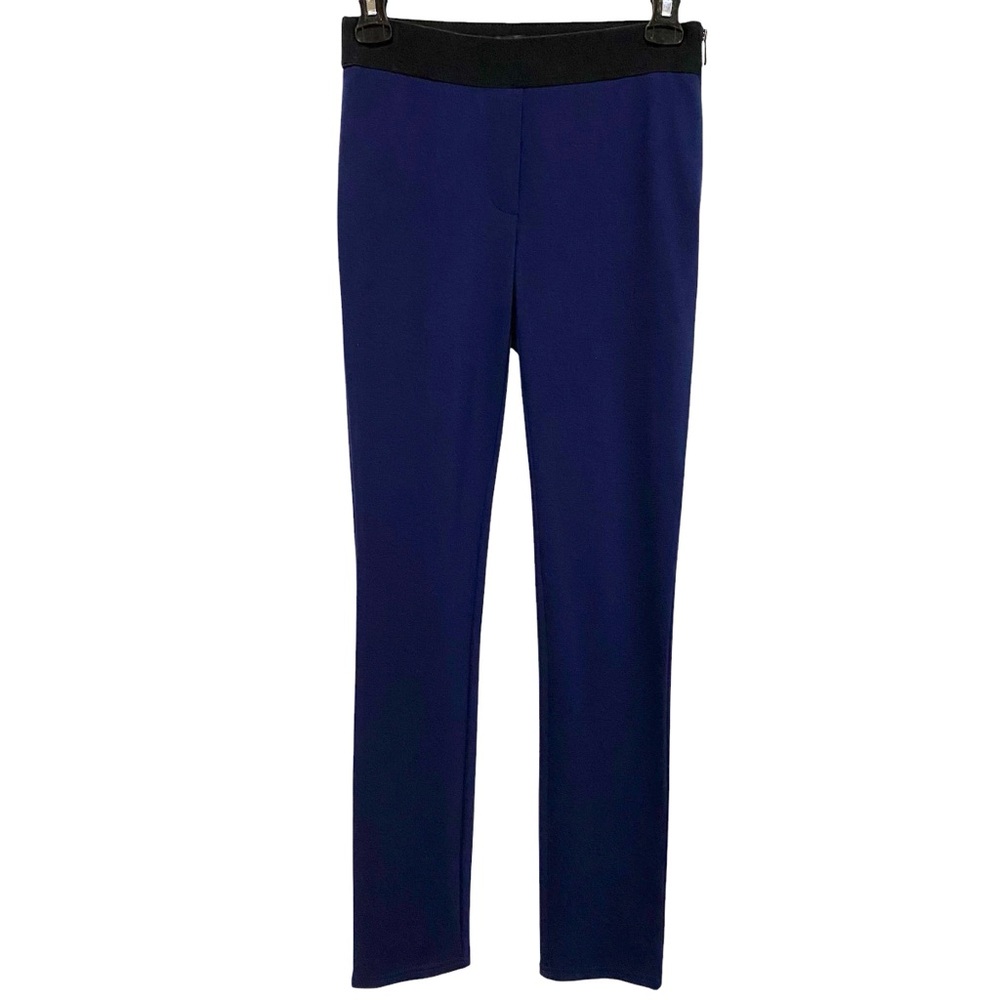 WHITE HOUSE BLACK MARKET Navy Blue Pants with Black Waistband Skinny Tapered Leg